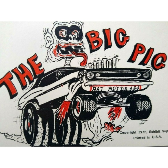 Hot Rod Postcard Chevrolet Big Pig Rat Motor 454 Monster Car Auto Racer Card '72 - Picture 1 of 3